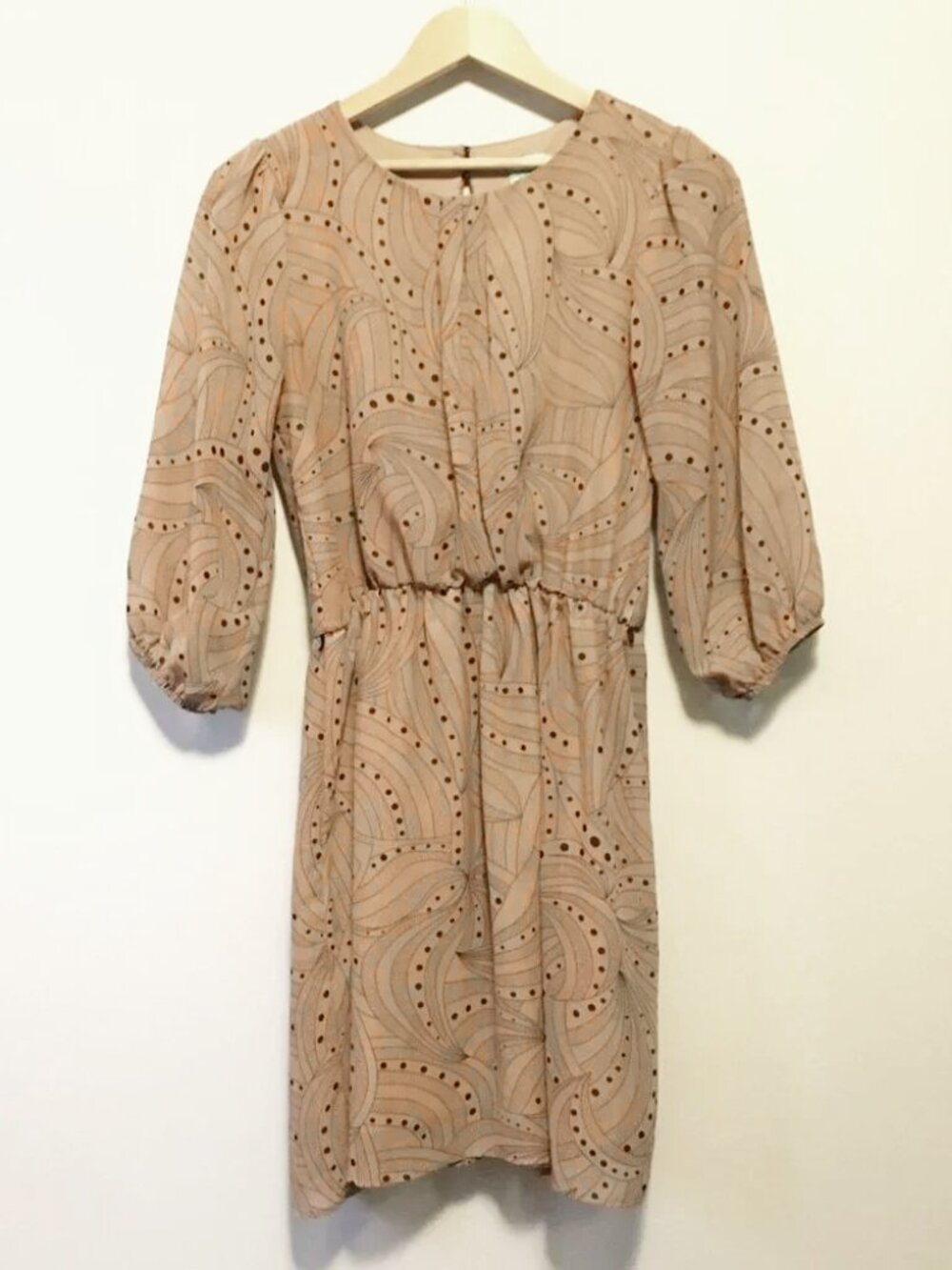 Retro 70s Psychedelic Paisley Peasant Sleeve Dress